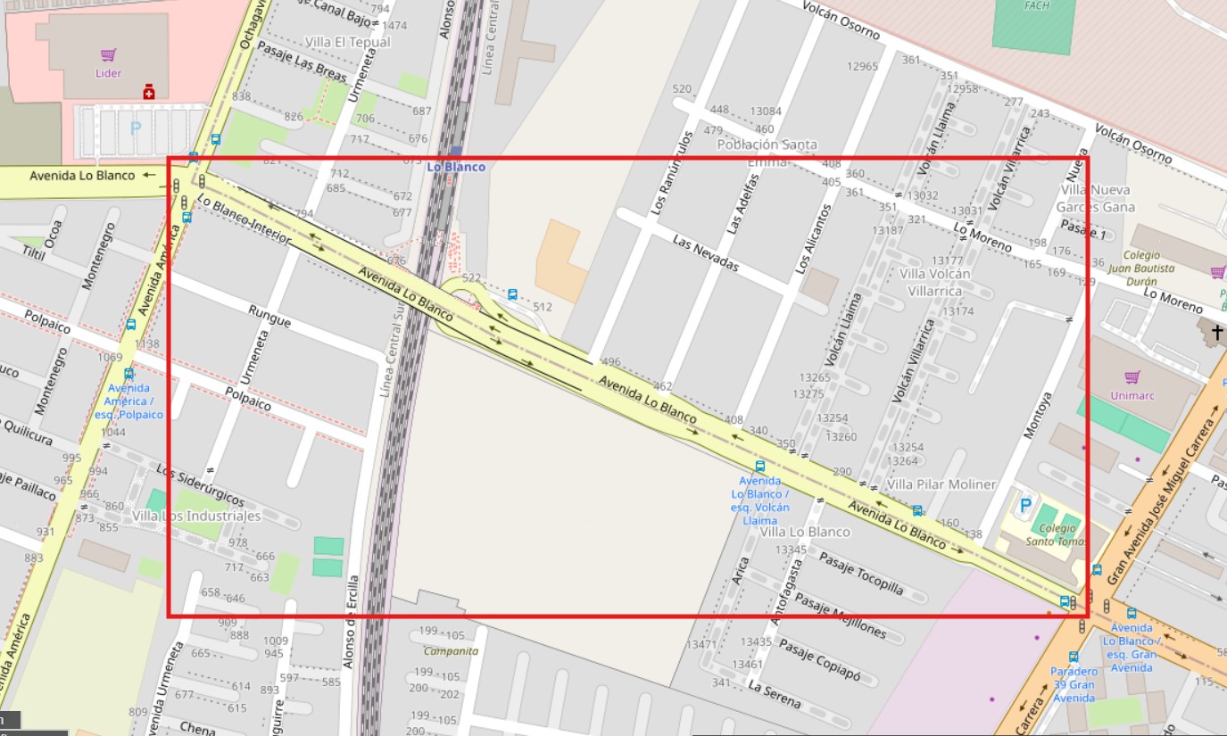 Mapa de definición del sector Puente Lo Blanco